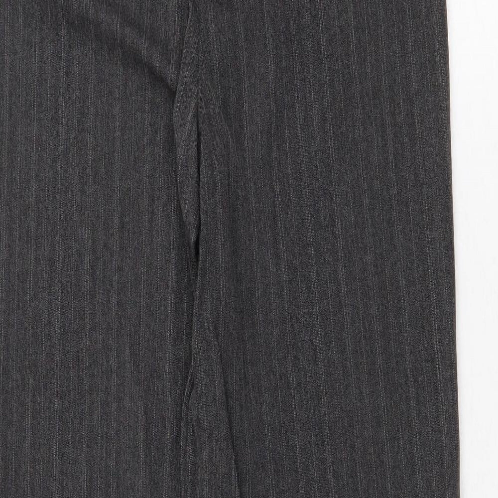 Marks and Spencer Womens Grey Striped Polyester Trousers Size 10 Regular