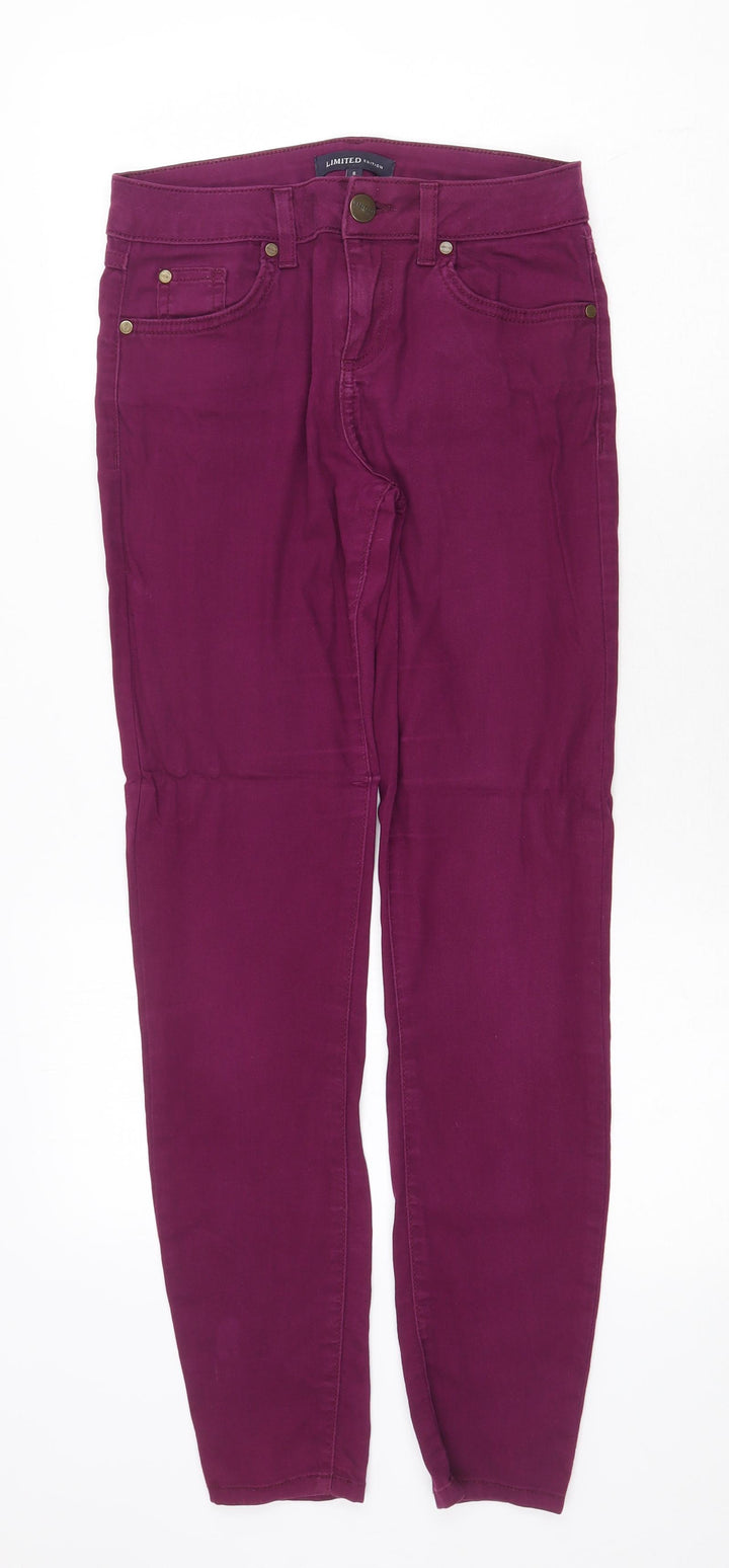 Marks and Spencer Womens Purple Cotton Skinny Jeans Size 8 Regular Zip