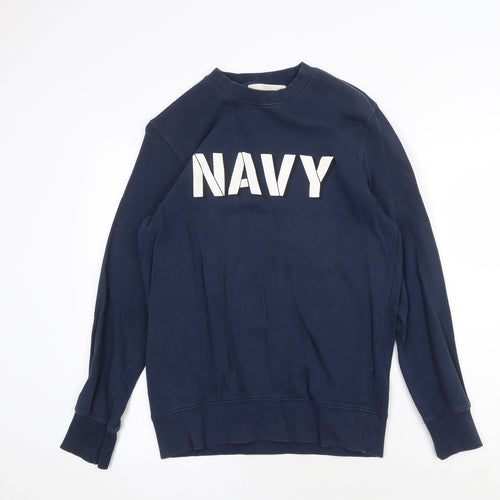 H&M Womens Blue Cotton Pullover Sweatshirt Size XS Pullover - Navy