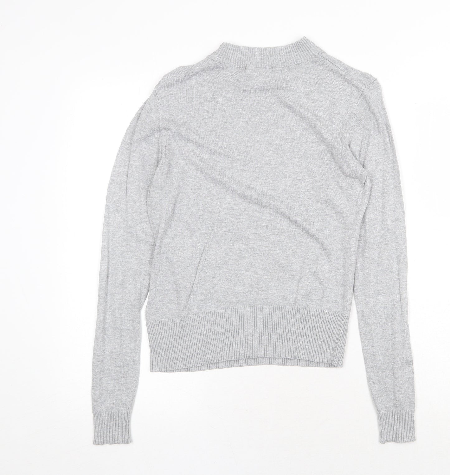 New Look Womens Grey High Neck Viscose Pullover Jumper Size 10