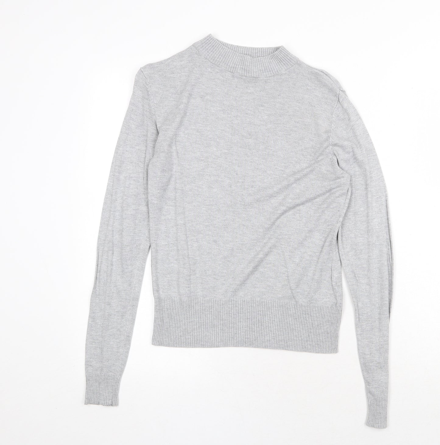 New Look Womens Grey High Neck Viscose Pullover Jumper Size 10