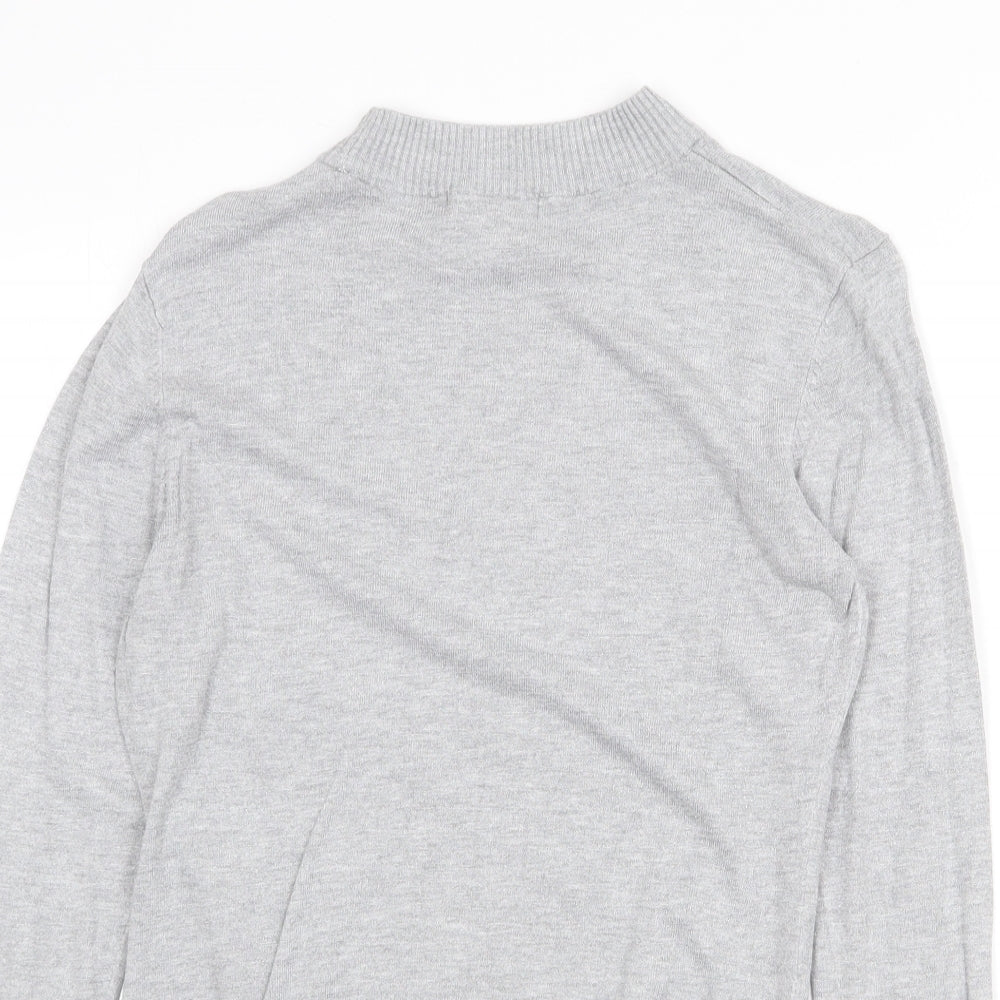New Look Womens Grey High Neck Viscose Pullover Jumper Size 10