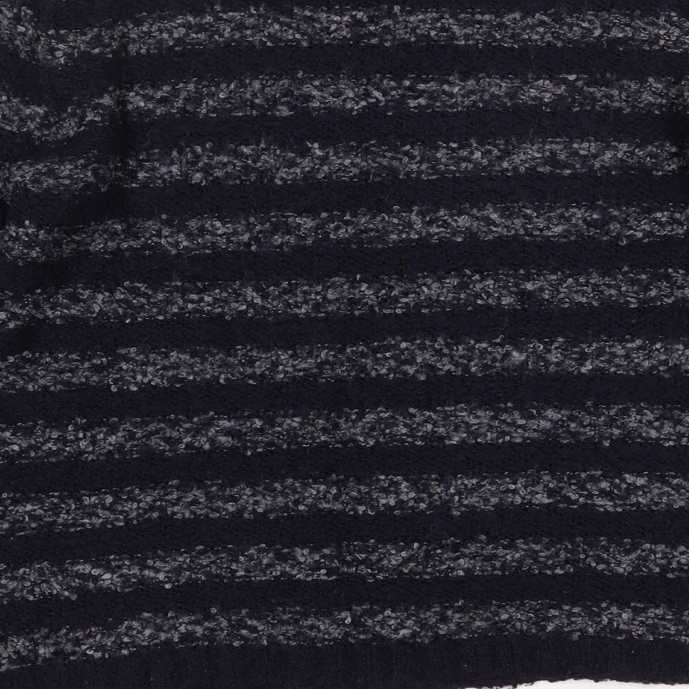 M&Co Womens Blue Round Neck Striped Acrylic Pullover Jumper Size 14