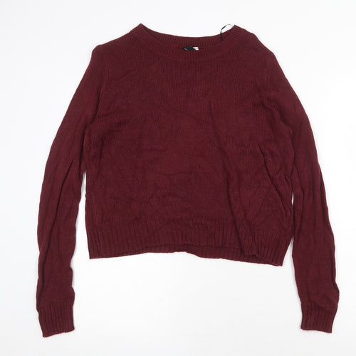 H&M Womens Red Round Neck Acrylic Pullover Jumper Size S