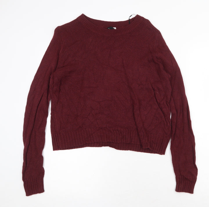 H&M Womens Red Round Neck Acrylic Pullover Jumper Size S