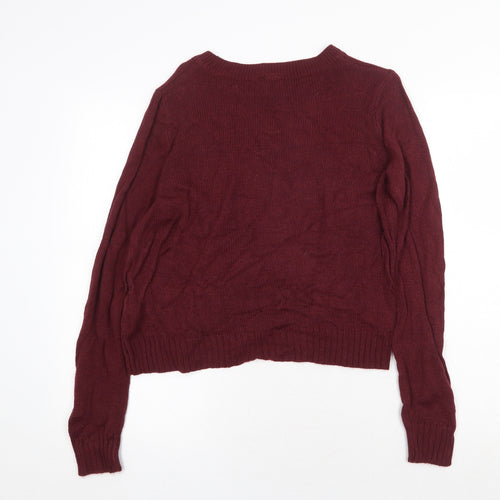 H&M Womens Red Round Neck Acrylic Pullover Jumper Size S