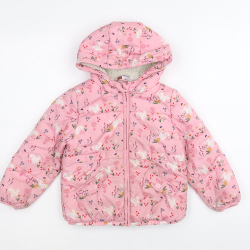 Mini Club Girls Pink Floral Quilted Jacket Size 3XL Zip