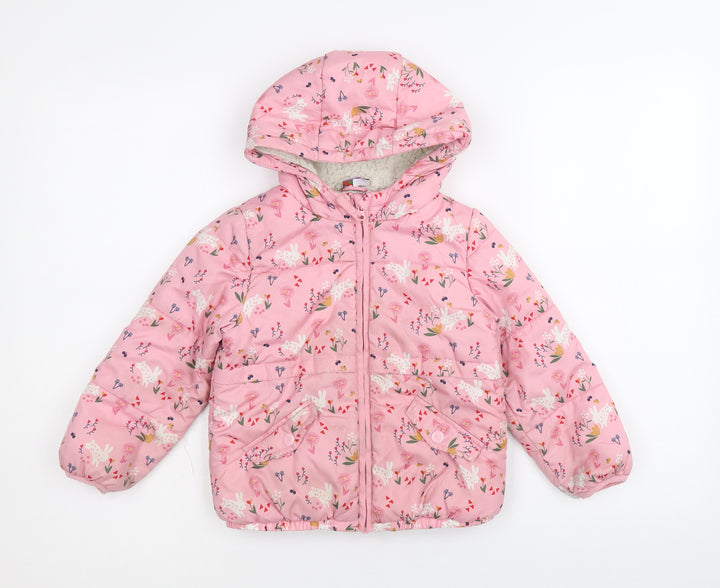 Mini Club Girls Pink Floral Quilted Jacket Size 3XL Zip