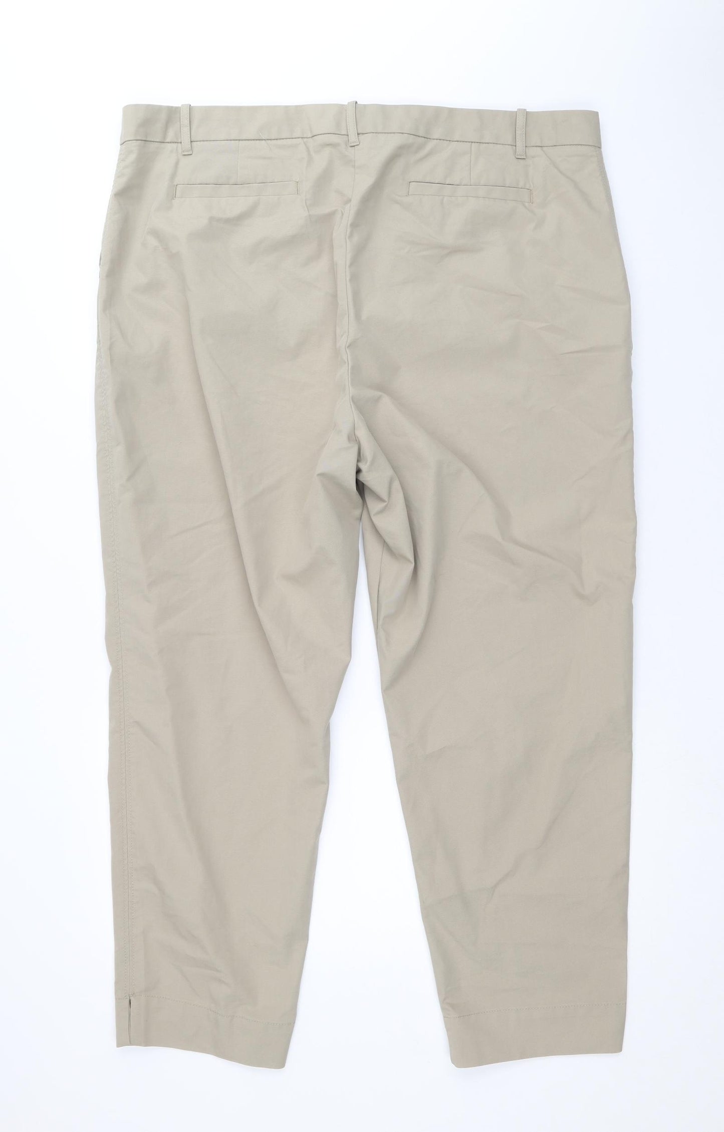 Marks and Spencer Womens Brown Cotton Trousers Size 22 Regular Zip
