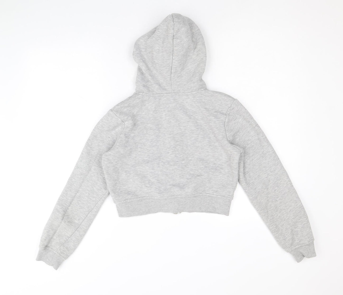 Select Womens Grey Cotton Full Zip Hoodie Size M Zip - Cropped