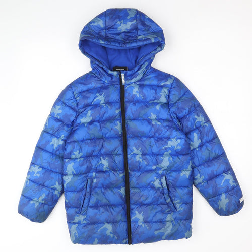 Fortnite Boys Blue Geometric Quilted Jacket Size 9-10 Years Zip