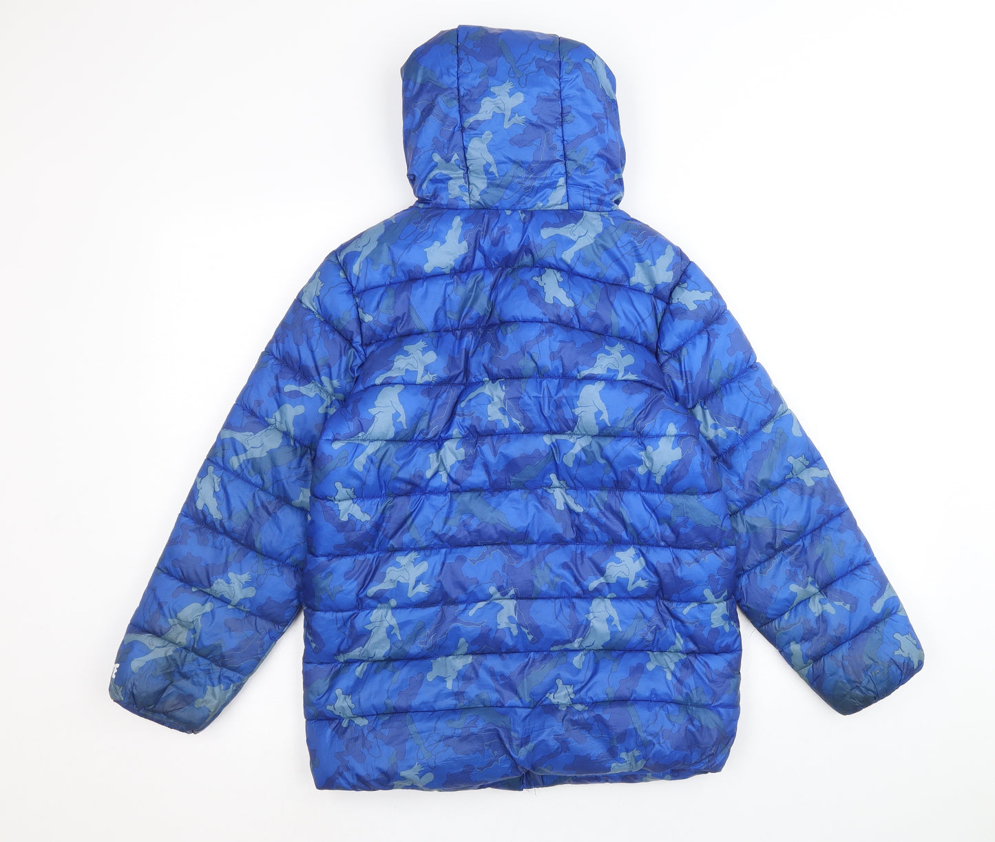 Fortnite Boys Blue Geometric Quilted Jacket Size 9-10 Years Zip