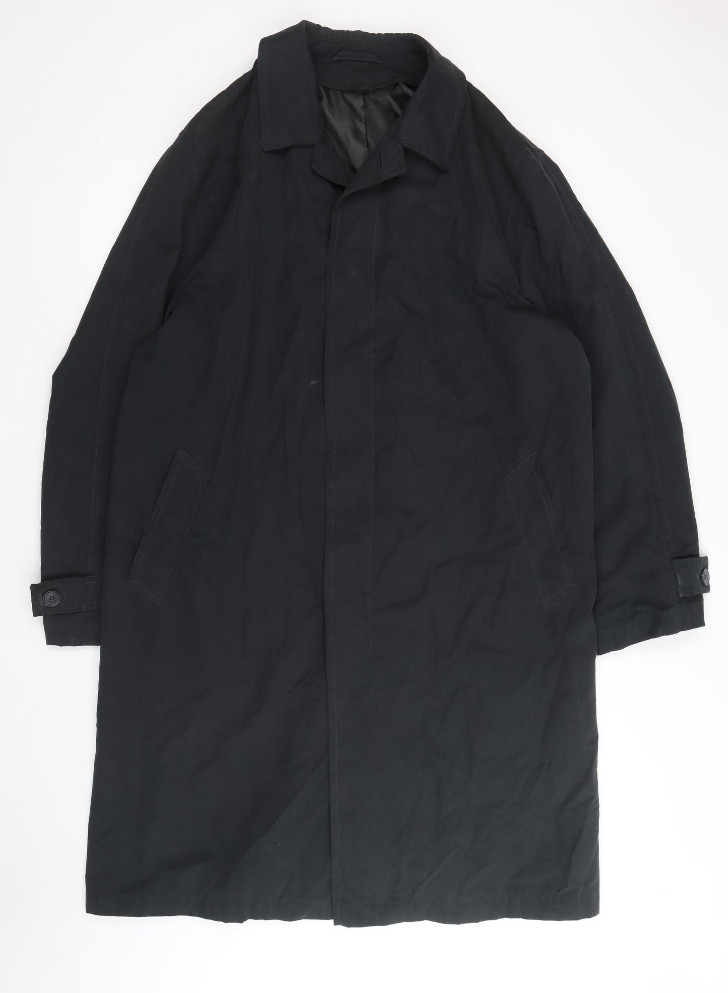 Marks and Spencer Mens Black Trench Coat Coat Size L Zip
