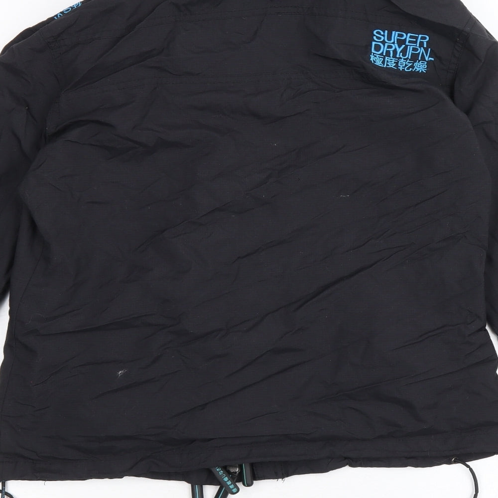 Superdry Mens Black Windbreaker Jacket Size M Zip