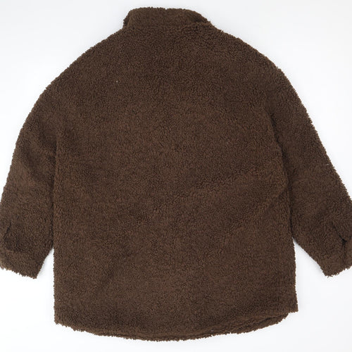 PRETTYLITTLETHING Womens Brown Jacket Size 8 Button - Teddy Bear Style