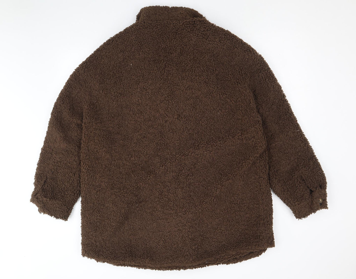 PRETTYLITTLETHING Womens Brown Jacket Size 8 Button - Teddy Bear Style