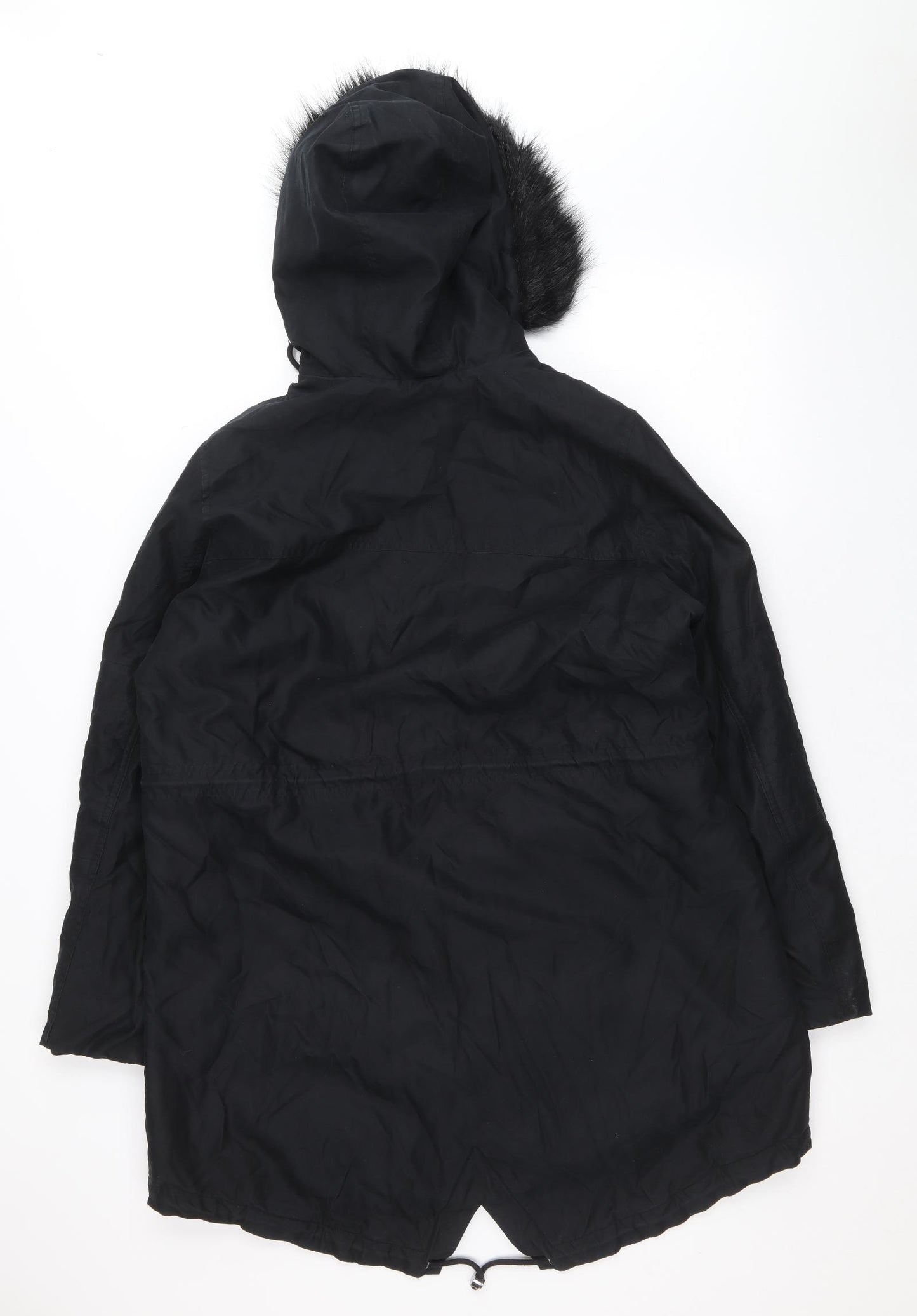 Marks and Spencer Womens Black Parka Coat Size 16 Zip