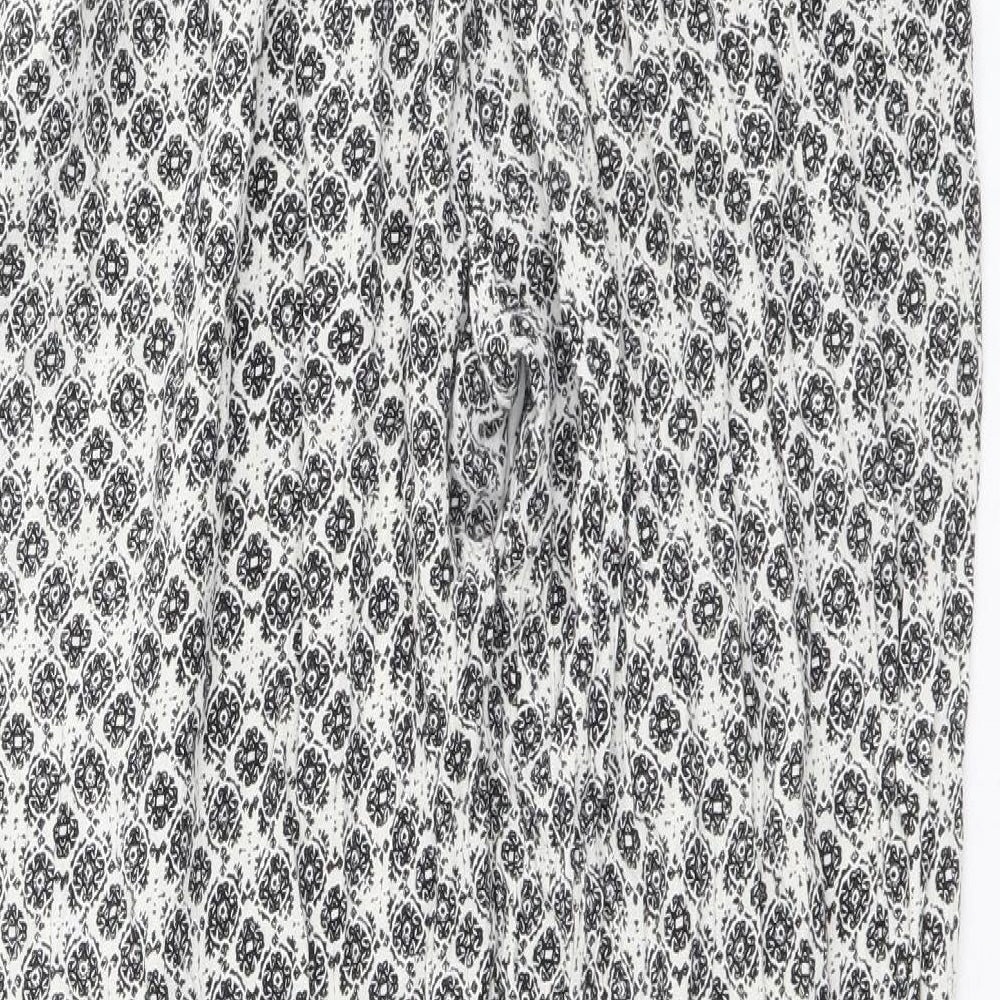 New Look Womens Black Geometric Viscose Trousers Size 8 Regular