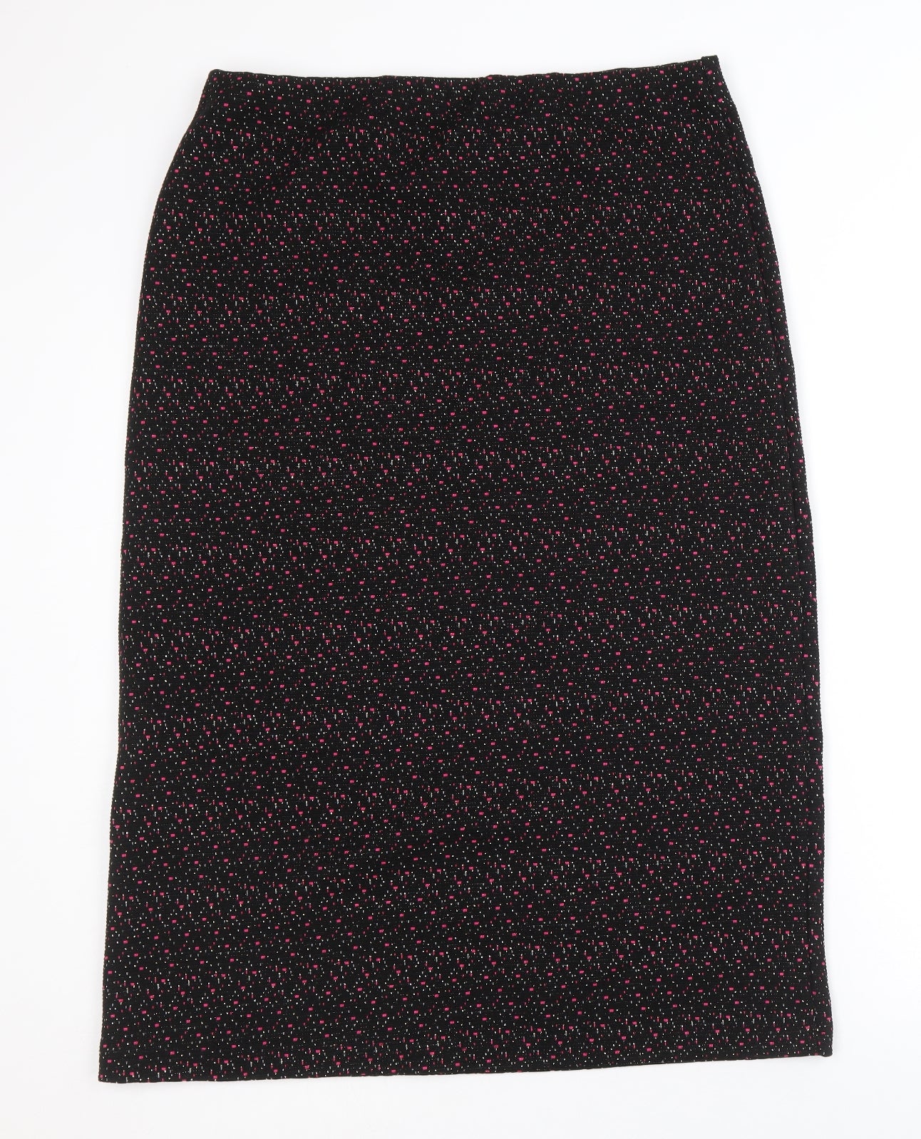 Preworn Womens Black Geometric Bamboo Straight & Pencil Skirt Size 16