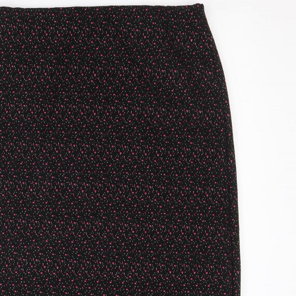 Preworn Womens Black Geometric Bamboo Straight & Pencil Skirt Size 16
