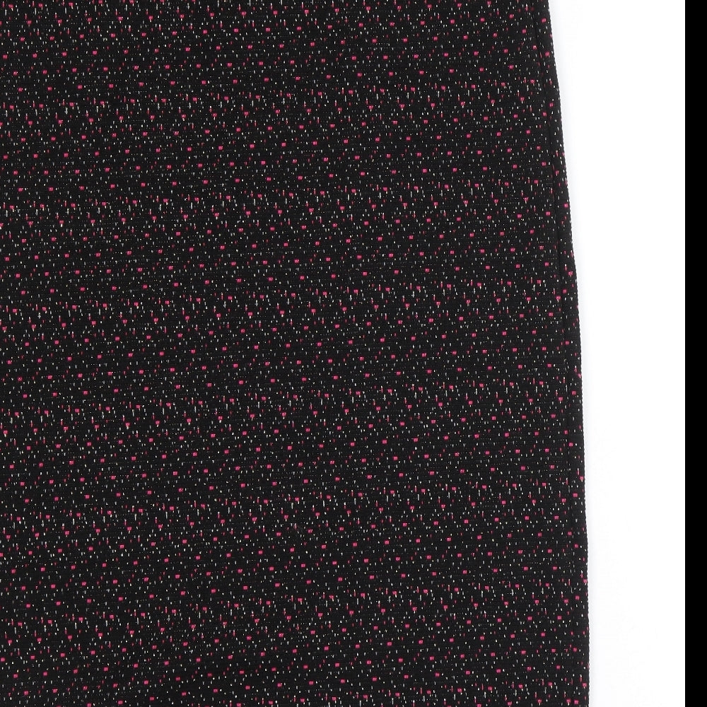 Preworn Womens Black Geometric Bamboo Straight & Pencil Skirt Size 16