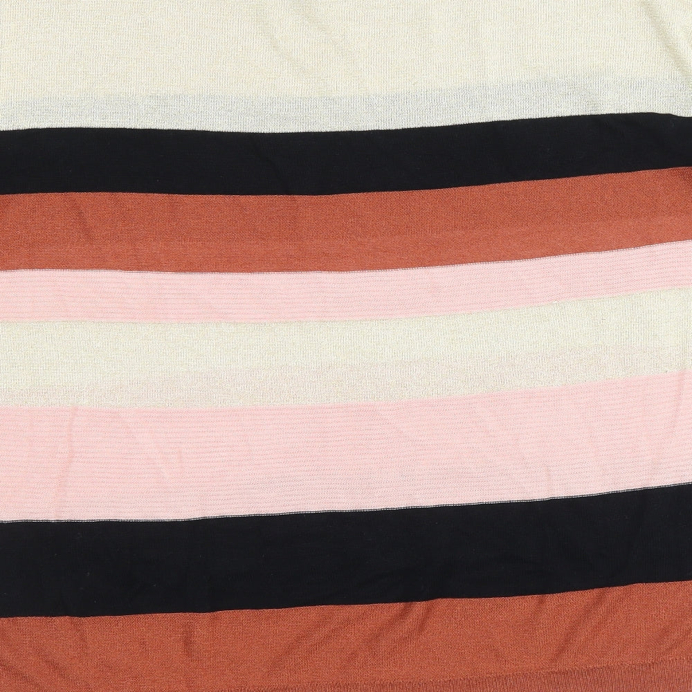 Principles Womens Brown Round Neck Striped Viscose Pullover Jumper Size 18