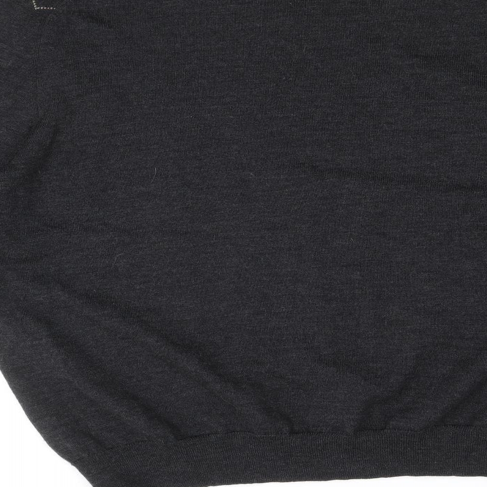 Marks and Spencer Mens Grey V-Neck Argyle/Diamond Wool Pullover Jumper Size M Long Sleeve