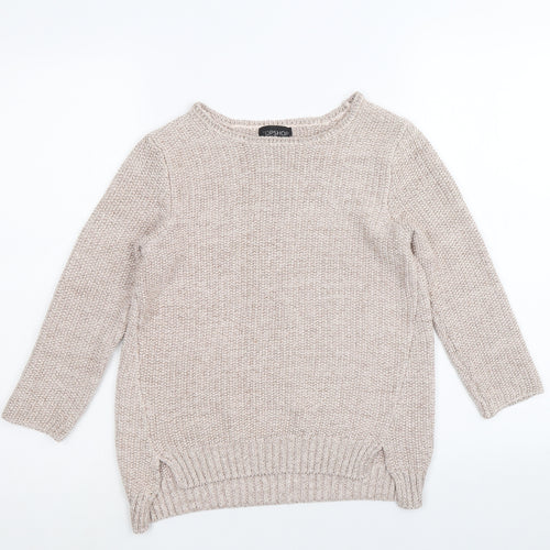 Topshop Womens Gold Round Neck Cotton Pullover Jumper Size 6