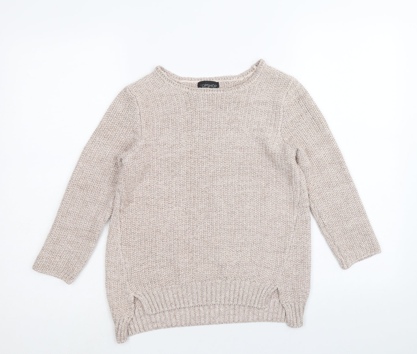 Topshop Womens Gold Round Neck Cotton Pullover Jumper Size 6