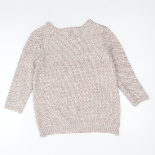 Topshop Womens Gold Round Neck Cotton Pullover Jumper Size 6