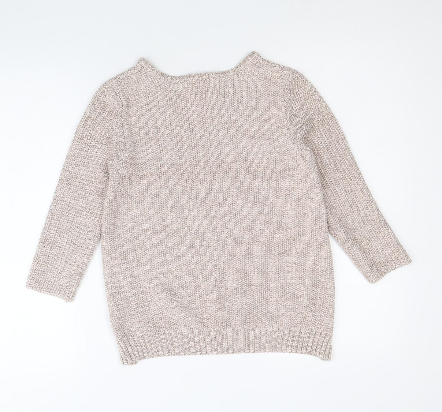 Topshop Womens Gold Round Neck Cotton Pullover Jumper Size 6