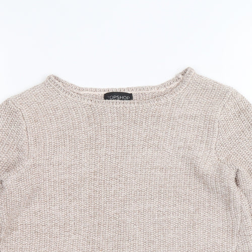 Topshop Womens Gold Round Neck Cotton Pullover Jumper Size 6