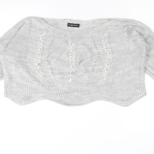 Cameo Rose Womens Grey Boat Neck Acrylic Pullover Jumper Size M - Size M-L