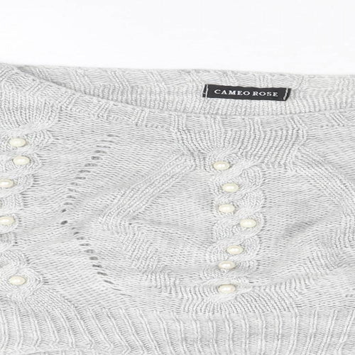 Cameo Rose Womens Grey Boat Neck Acrylic Pullover Jumper Size M - Size M-L
