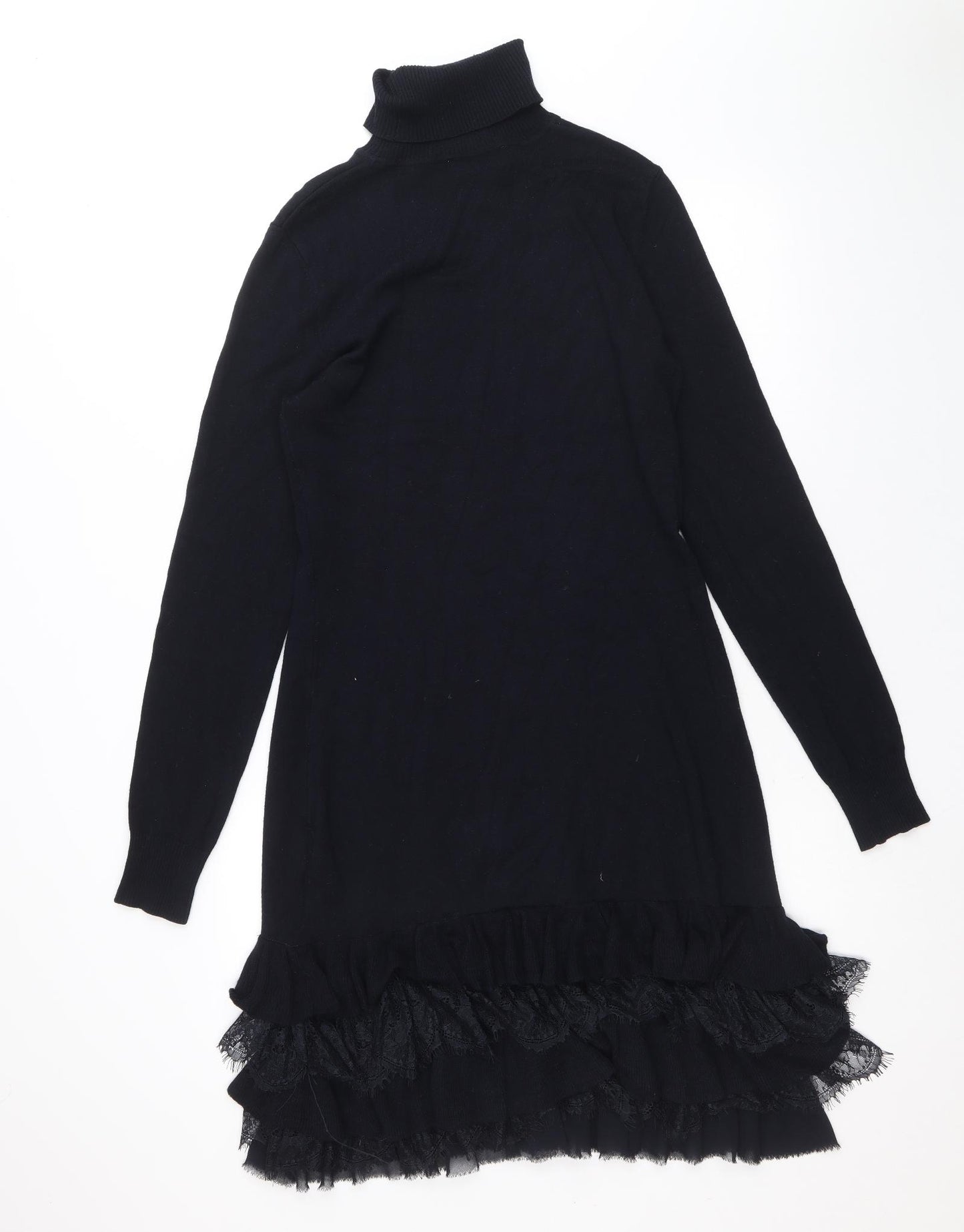 Tesini Womens Blue Viscose Jumper Dress Size 6 Roll Neck Pullover