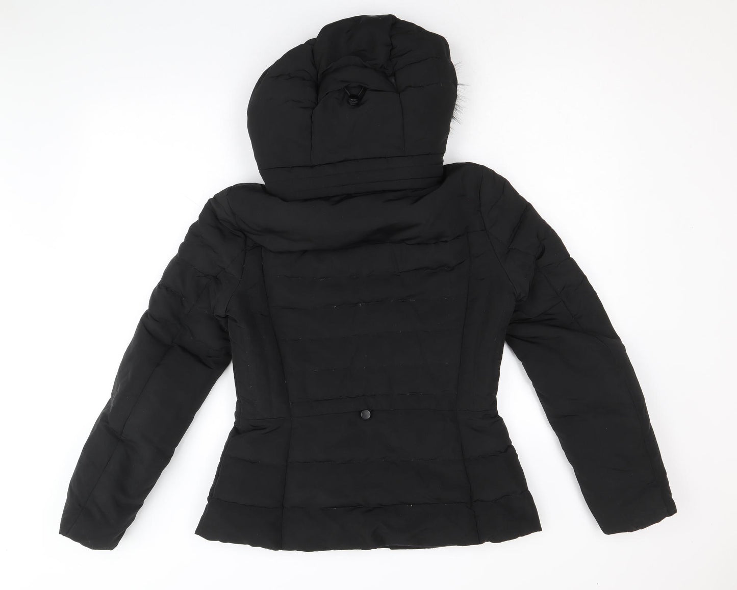 Zara Womens Black Quilted Coat Size M Zip