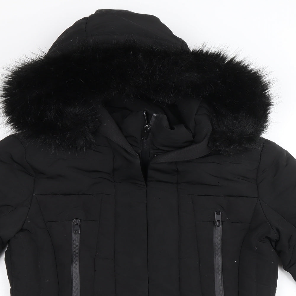 Zara Womens Black Quilted Coat Size M Zip