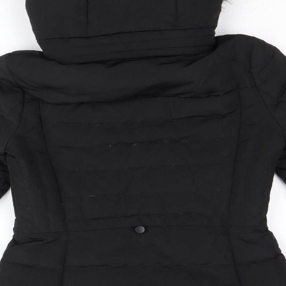 Zara Womens Black Quilted Coat Size M Zip