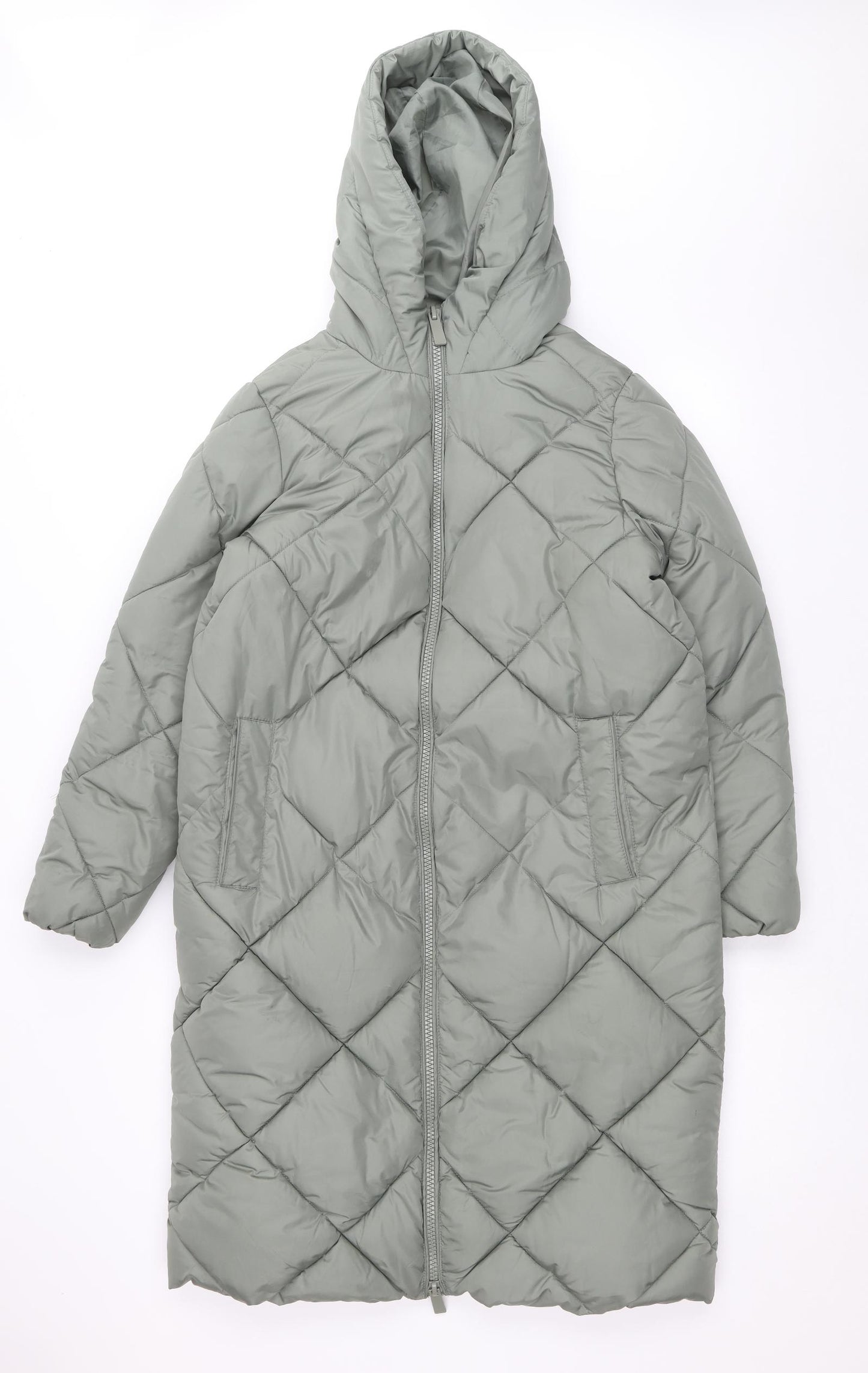 New Look Womens Green Puffer Jacket Coat Size 8 Zip
