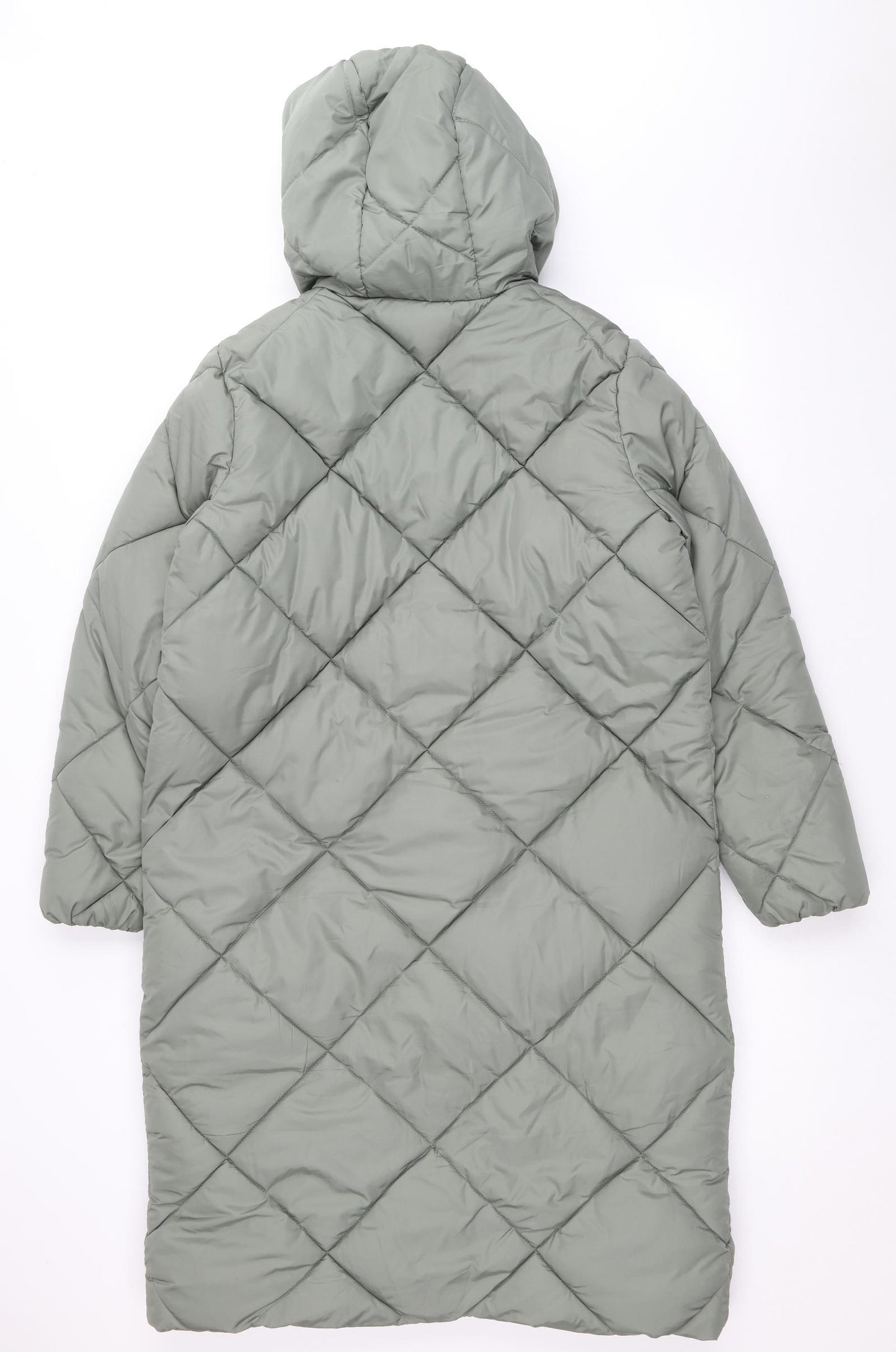 New Look Womens Green Puffer Jacket Coat Size 8 Zip