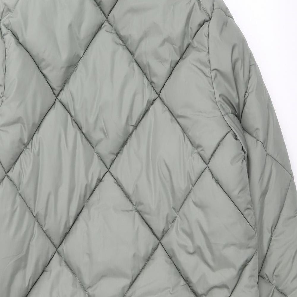 New Look Womens Green Puffer Jacket Coat Size 8 Zip