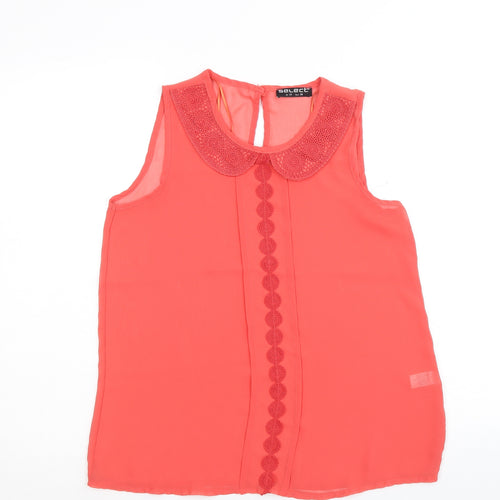 Select Womens Pink Polyester Basic Blouse Size 10 Collared