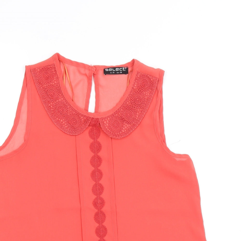 Select Womens Pink Polyester Basic Blouse Size 10 Collared