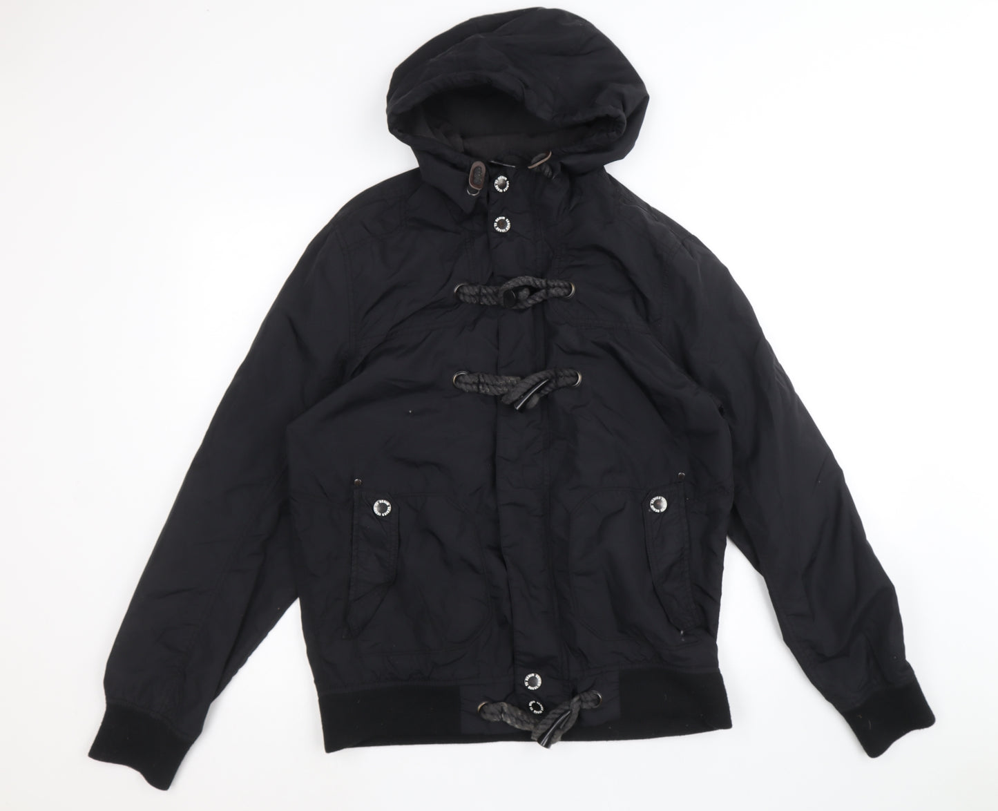 Denim 73 Mens Black Anorak Coat Size M Zip - Toggle Closure