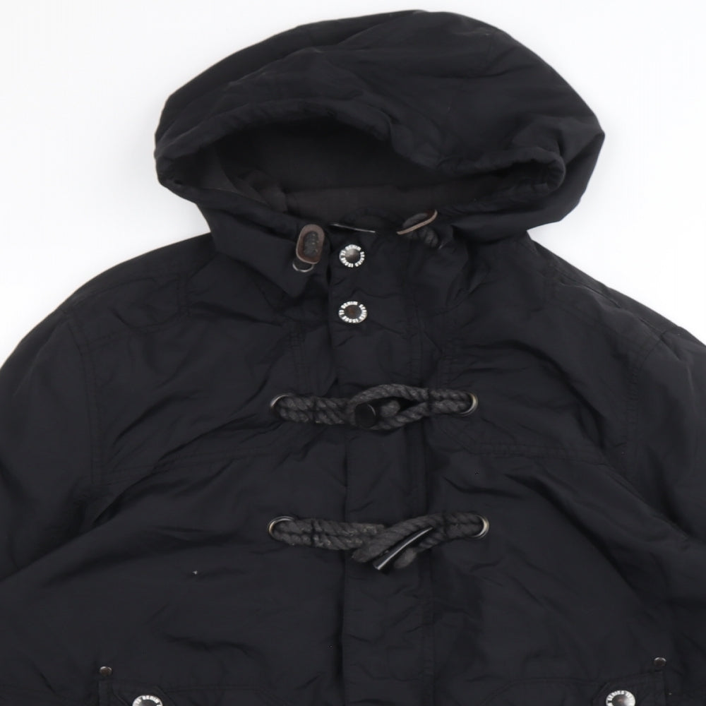 Denim 73 Mens Black Anorak Coat Size M Zip - Toggle Closure