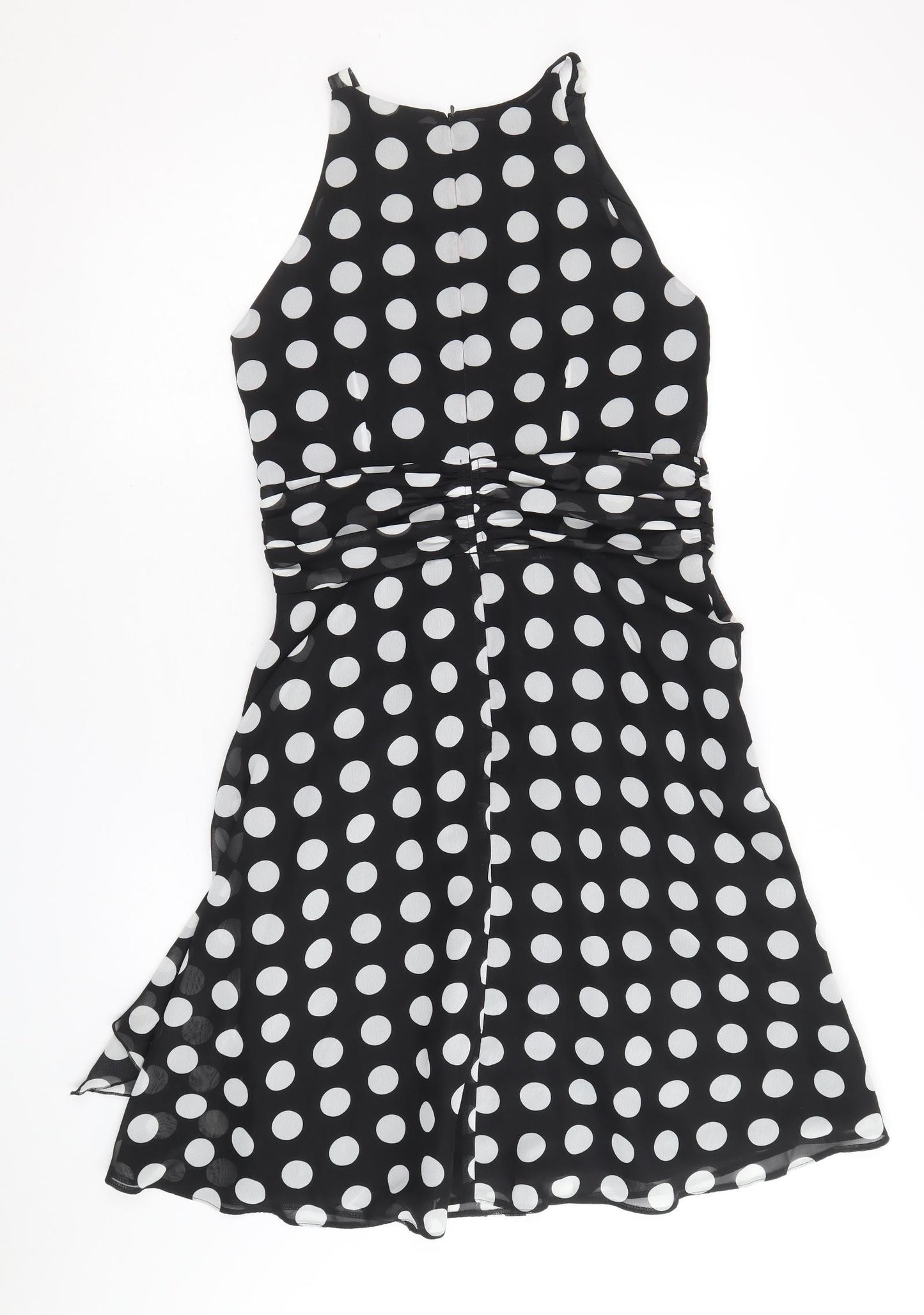 Wallis Womens Black Polka Dot Polyester Trapeze & Swing Size 12 Round Neck Zip