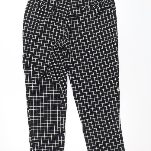Unique 21 Womens Black Check Polyester Trousers Size M Regular Zip