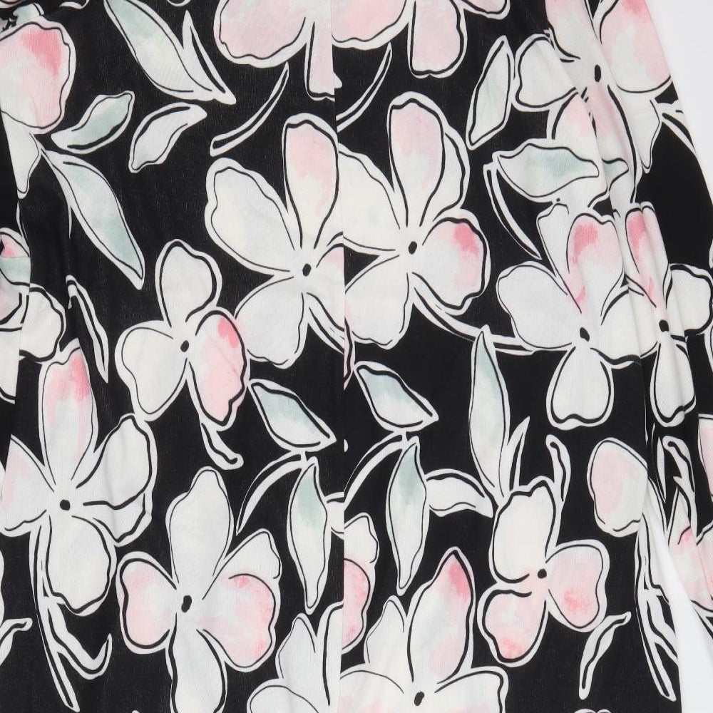 Bonmarché Womens Black Floral Polyester A-Line Size 20 Round Neck Pullover
