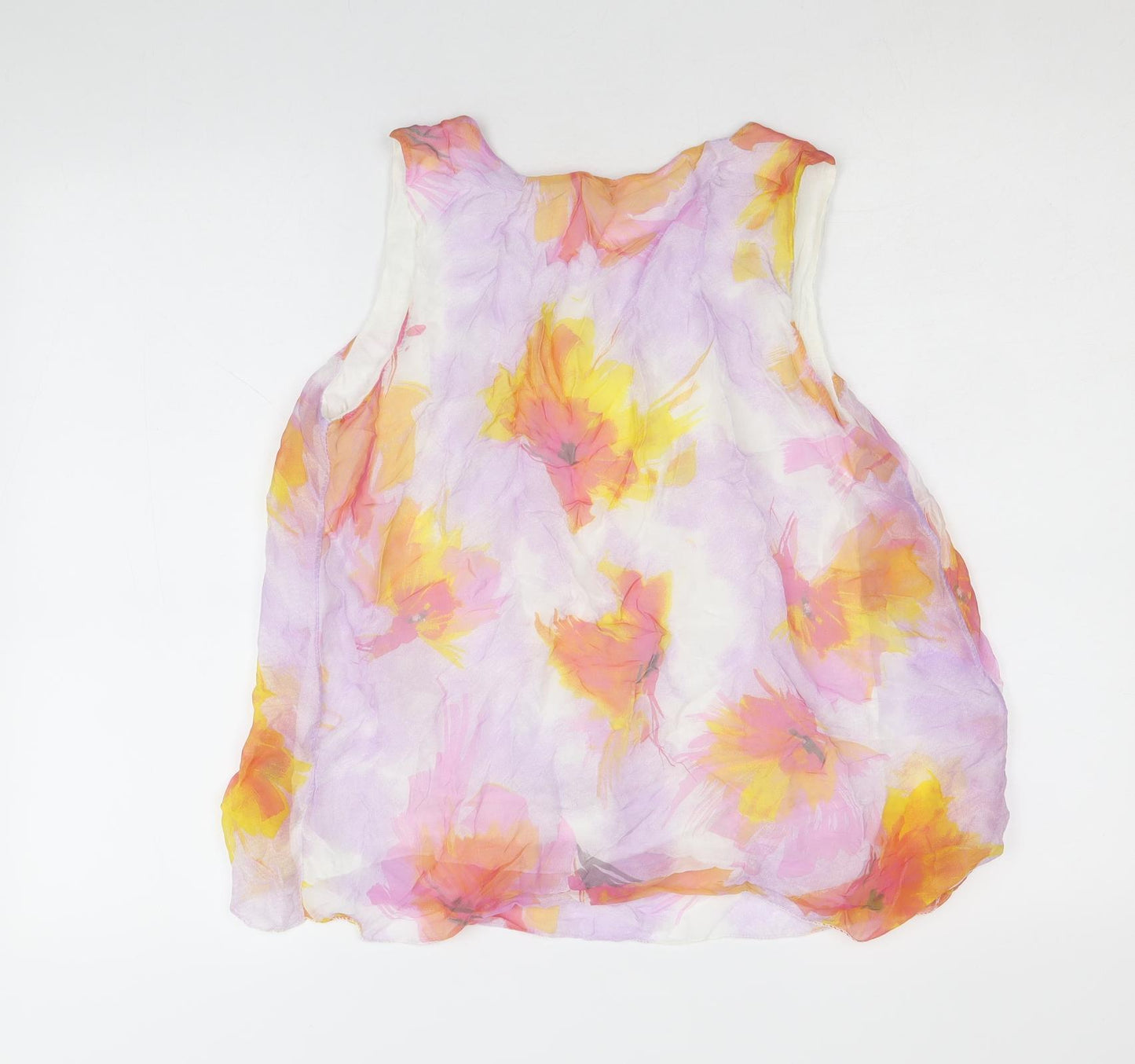 Alice Rinaldi Womens Multicoloured Floral Silk Basic Tank Size S Scoop Neck