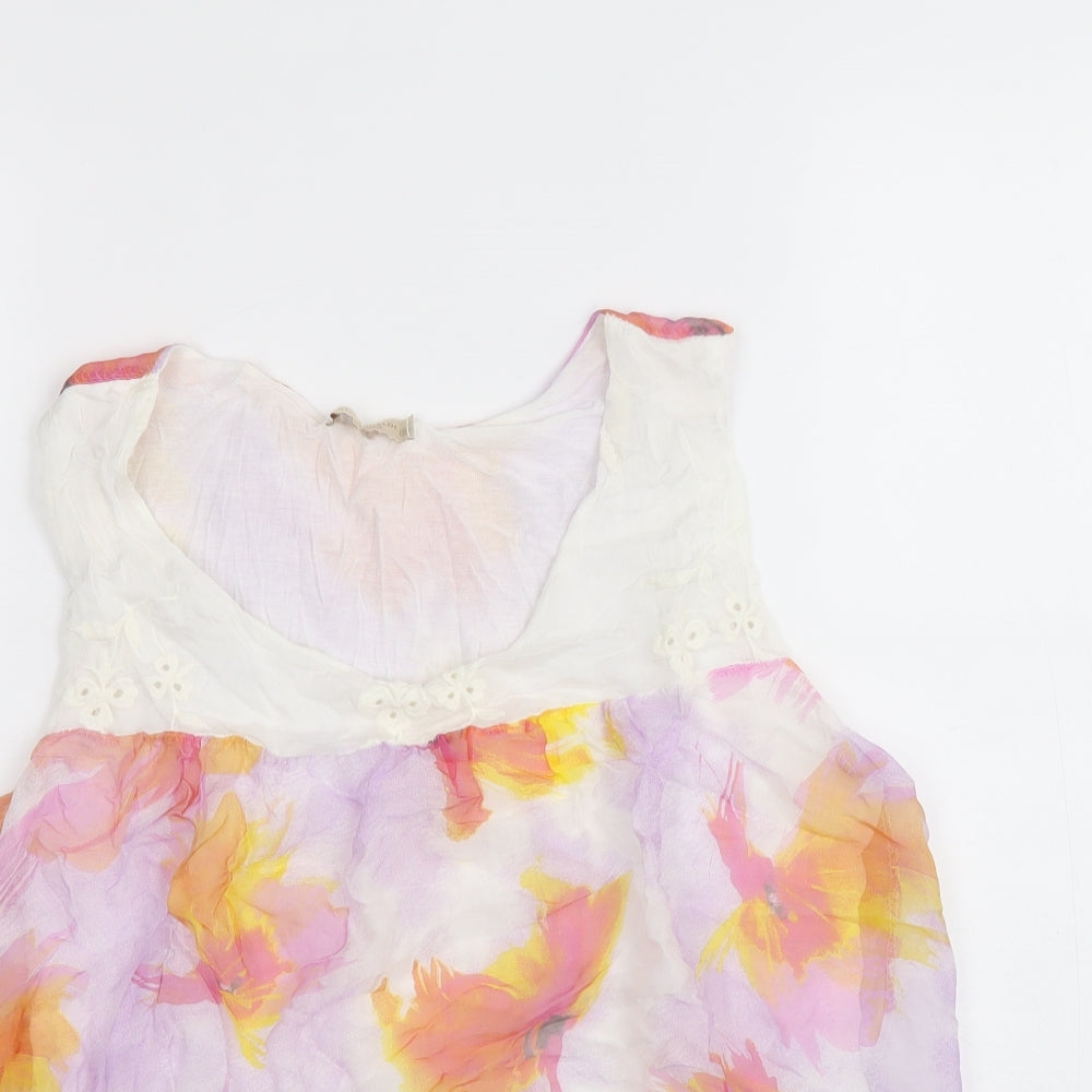 Alice Rinaldi Womens Multicoloured Floral Silk Basic Tank Size S Scoop Neck